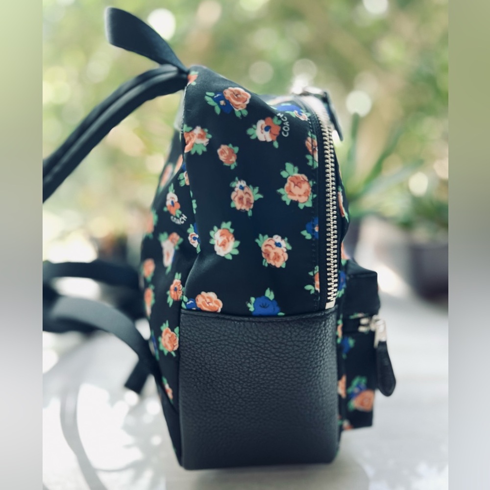 COACH Mini Charlie Nylon Backpack In Tea Rose Floral Print - Picture 3 of 8